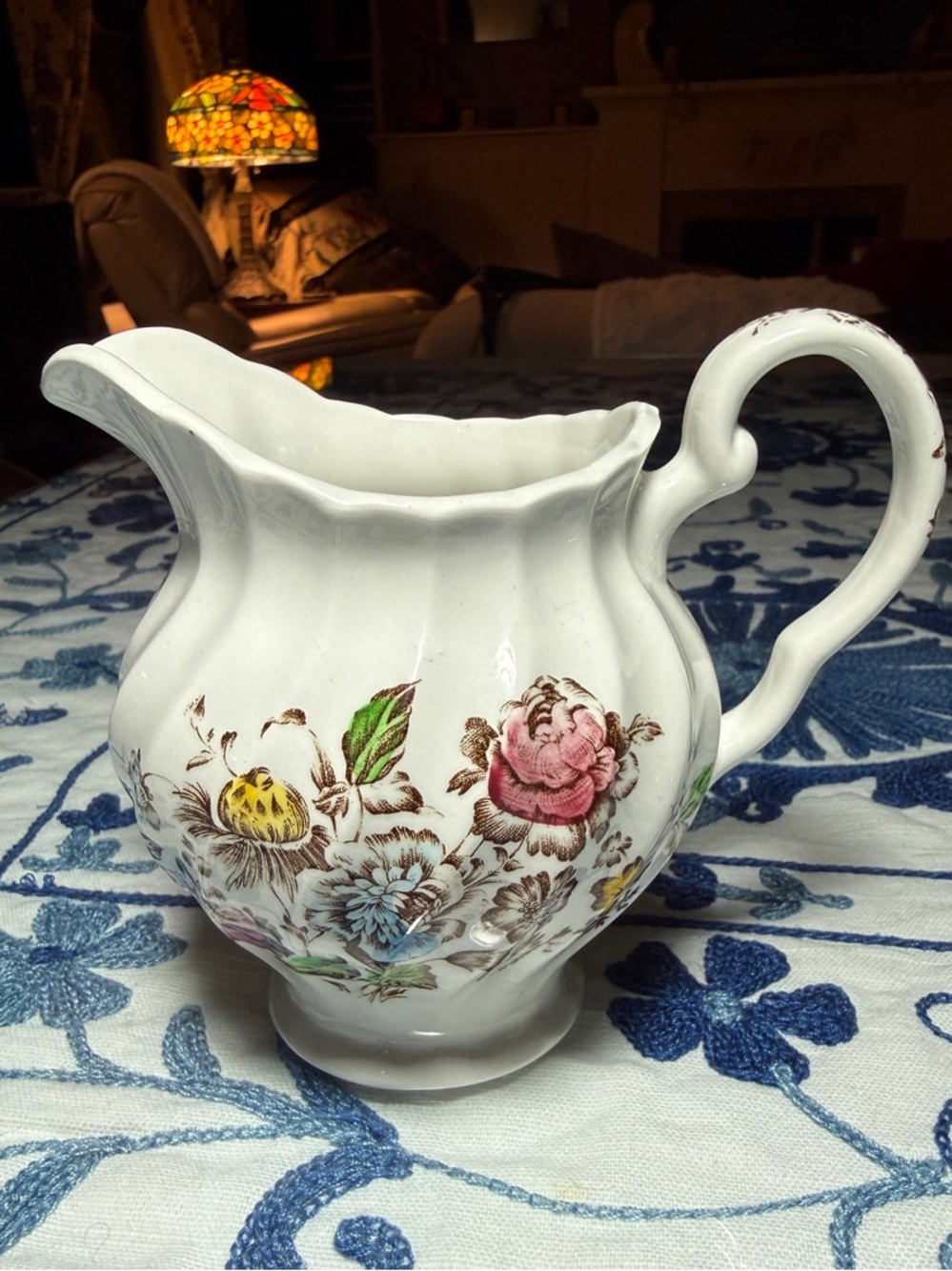 VTG Johnson Staffordshire Floral Bouquet Creamer Pitcher Cottagecore England